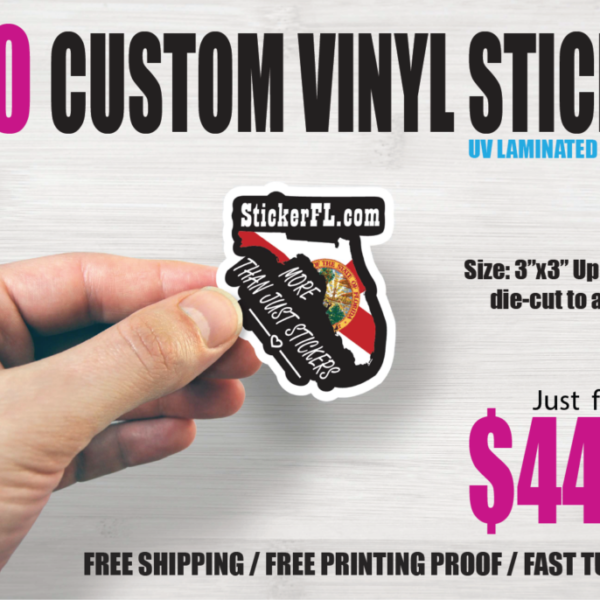 100 3"X3" DIE-CUT CUSTOM STICKERS!